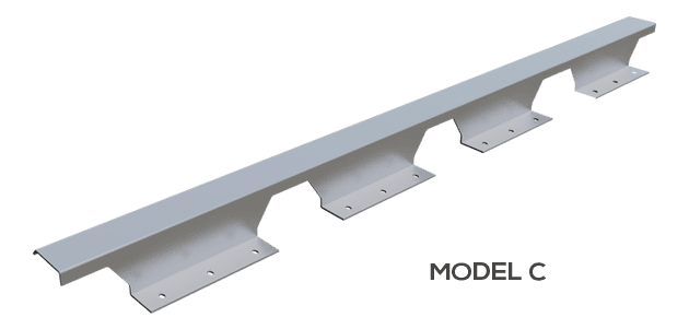 1.83”tall Model “C” for typical 12” on center rib PBR or other custom sizes for 6”-12” o.c. ribbed panels.